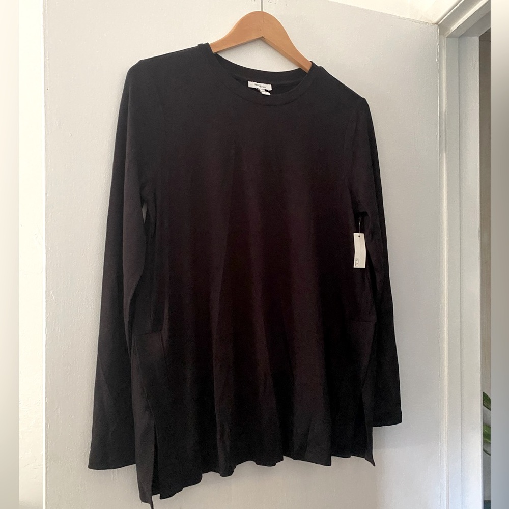 Daily Ritual Long Sleeve Knit  Split Side T-Shirt